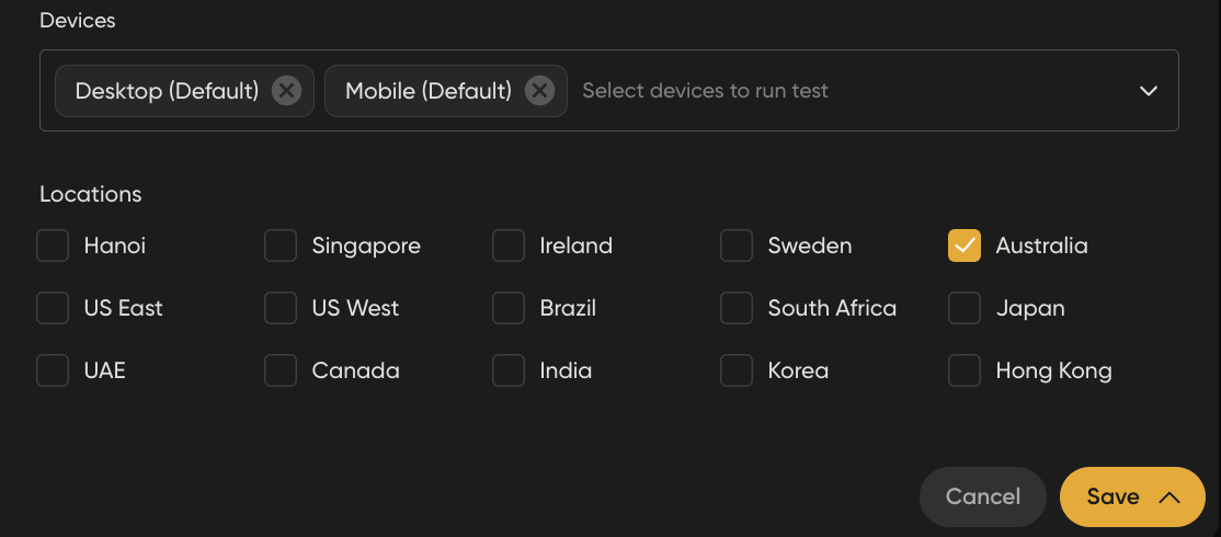 devices and locations testing