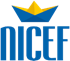 ICEF logo with a gold crown above bold blue uppercase letters