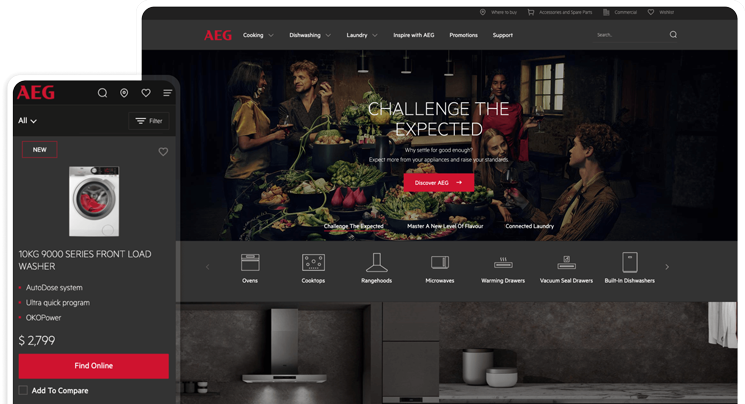 AEG dishwashing and laundry appliances with advanced features and sleek design